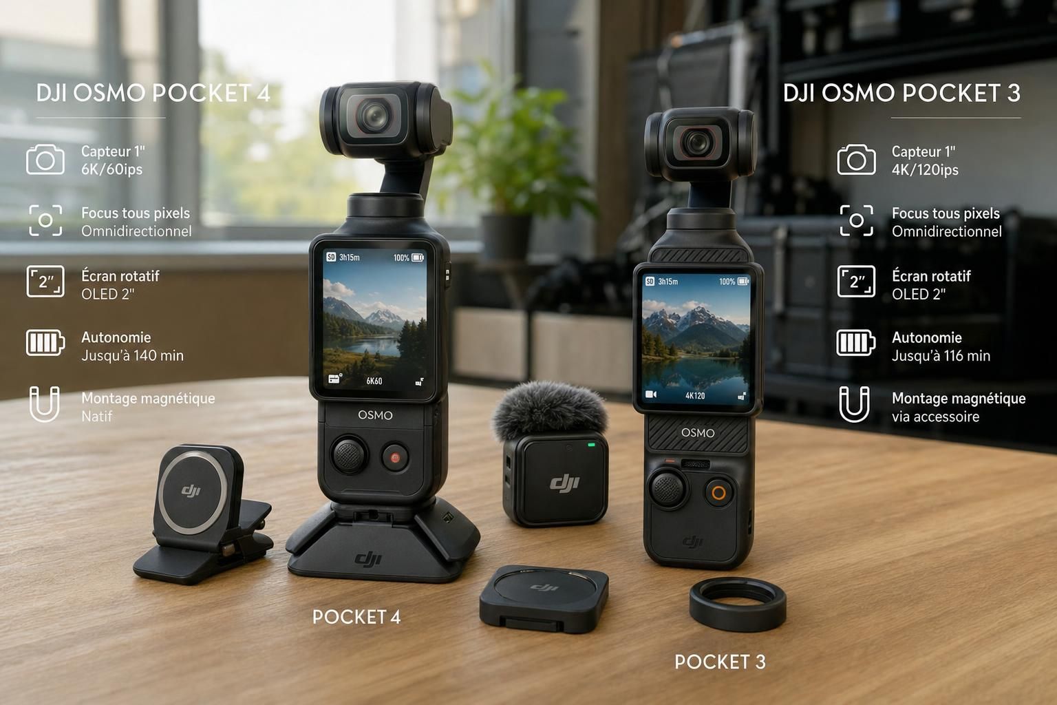 DJI Osmo Pocket 4 vs Pocket 3 : Découvrez les innovations et différences clés entre les deux modèles - Meilleurs Drones comparez le dji osmo pocket 4 et pocket 3 pour découvrir les innovations majeures et les différences clés entre ces deux modèles compacts de caméra stabilisée.